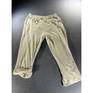 West Indies Wear White Cotton Gauze Beach Pants Roll Tab Womens Medium
